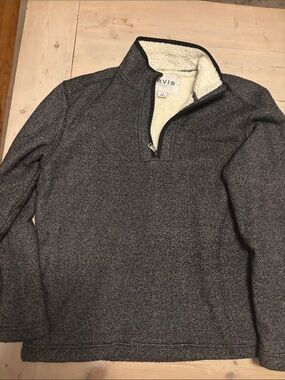 Orvis Men's Charcoal Gray Quarter-Zip Sherpa Lined Sweater